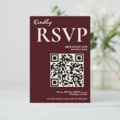 Modern Elegant Burgundy Wedding QR CODE RSVP Informatiekaartje (Staand voorkant)