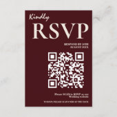 Modern Elegant Burgundy Wedding QR CODE RSVP Informatiekaartje (Voorkant)