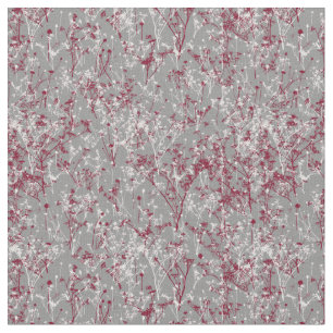 Modern Elegant Burgundy Wildbloemen op grijs Stof