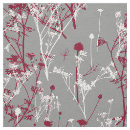 Modern Elegant Burgundy Wildbloemen op grijs Stof