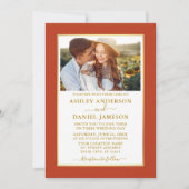 Modern Elegant Burnt Oranje Gold Wedding Kaart (Voorkant)