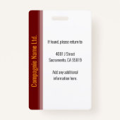 Modern Elegant Business ID Badge (Achterkant)