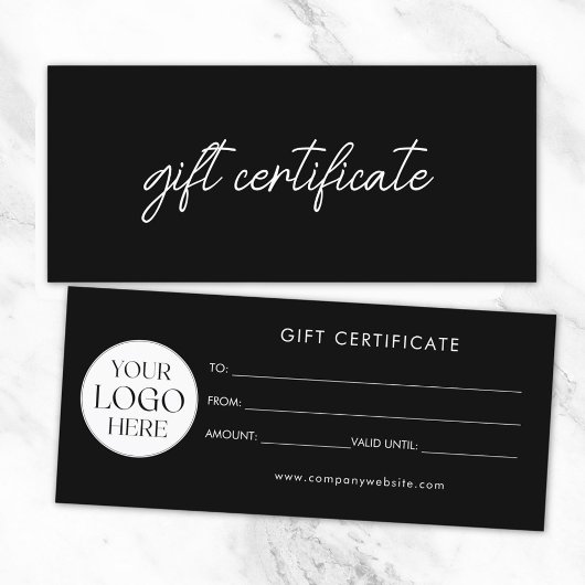 Modern Elegant Business Logo Gift Certificate