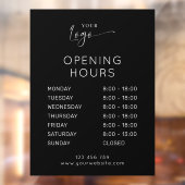 Modern Elegant Business Logo Zwart Openingstijden Raamsticker (Vel 2)