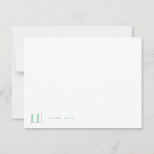 Modern elegant Business Monogram Line Mint Green Notitiekaartje (Voorkant)