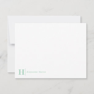 Modern elegant Business Monogram Line Mint Green Notitiekaartje