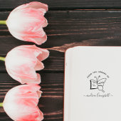 Modern Elegant Butterfly Custom Name Library Book Zelfinktende Stempel