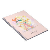 modern elegant butterfly monogram zwarte gouden na notitieboek (Rechterzijde)