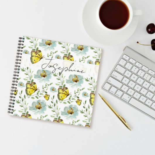 Modern Elegant Butterfly waterverf gepersonaliseer Notitieboek