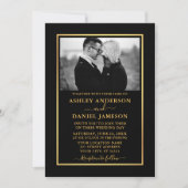 Modern Elegant BW Foto Gold Wedding Kaart (Voorkant)