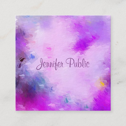 Modern Elegant Calligrafie Script Naam Sjabloon Vierkante Visitekaartje (Voorkant)