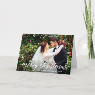 Modern Elegant Calligrafie Script Wedding Fold Feestdagen Kaart