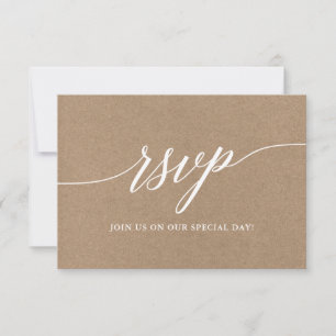 Modern Elegant Calligrafie Script Wedding Kraft RSVP Kaartje