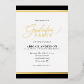 Modern Elegant Calligraphy Afstuderen Gold Folie Uitnodiging (Voorkant)