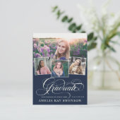 Modern Elegant Calligraphy Afstuderen Invitation Briefkaart (Staand voorkant)