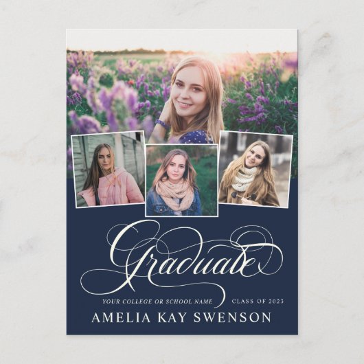 Modern Elegant Calligraphy Afstuderen Invitation Briefkaart (Voorkant)