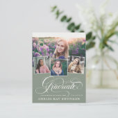 Modern Elegant Calligraphy Afstuderen Invitation Briefkaart (Staand voorkant)