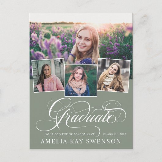 Modern Elegant Calligraphy Afstuderen Invitation Briefkaart (Voorkant)