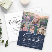 Modern Elegant Calligraphy Afstuderen Invitation Briefkaart