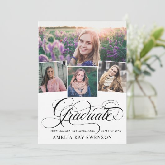 Modern Elegant Calligraphy Afstuderen Invitation Kaart (Staand voorkant)