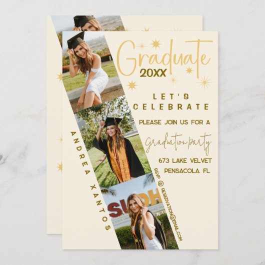 Modern Elegant Calligraphy Afstuderen Invitation Kaart (Voorkant / Achterkant)