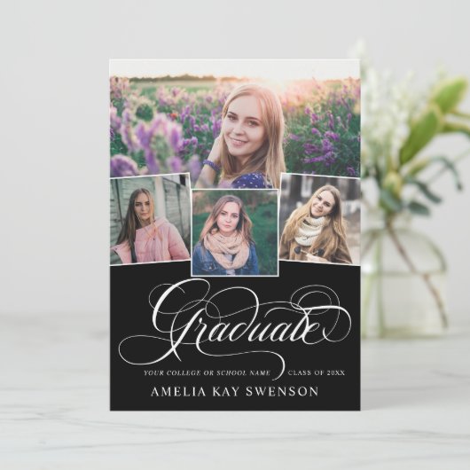 Modern Elegant Calligraphy Afstuderen Kaart (Staand voorkant)