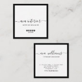 Modern Elegant Calligraphy Designer B&W Social Vierkante Visitekaartje (Voorkant / Achterkant)