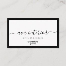 Modern Elegant Calligraphy Designer B&W Social Visitekaartje