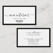 Modern Elegant Calligraphy Designer B&W Social Visitekaartje (Voorkant / Achterkant)