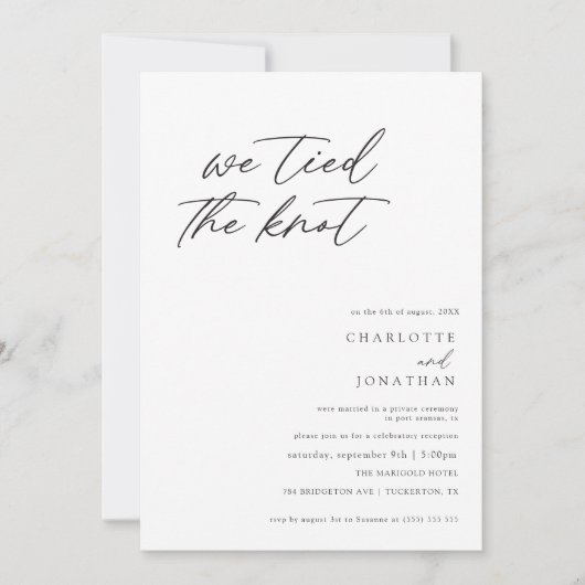 Modern Elegant Calligraphy Elopement Wedding Kaart (Voorkant)