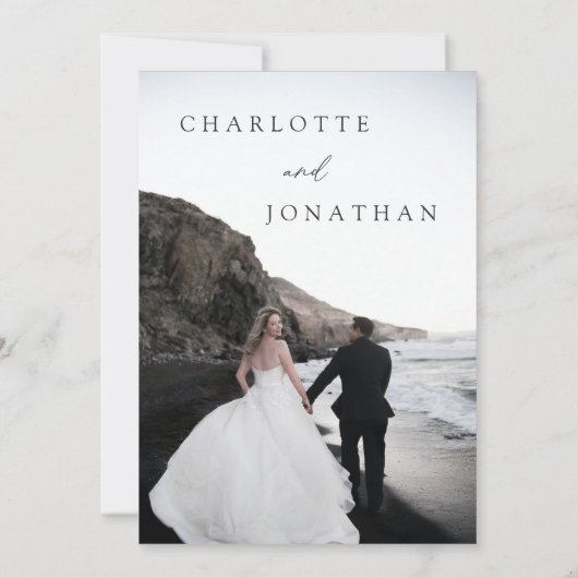 Modern Elegant Calligraphy Elopement Wedding Kaart (Achterkant)