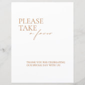 Modern Elegant Calligraphy Favors Wedding Sign (Voorkant)