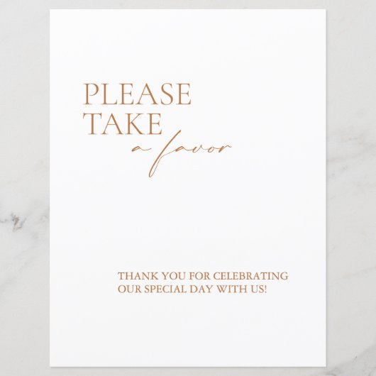 Modern Elegant Calligraphy Favors Wedding Sign (Voorkant)