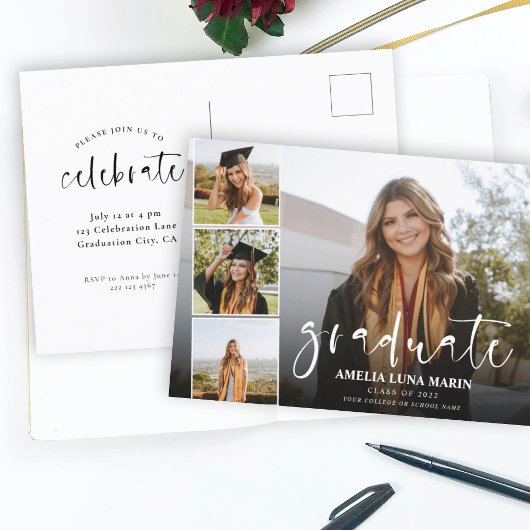 Modern Elegant Calligraphy Fun Afstuderen Briefkaart