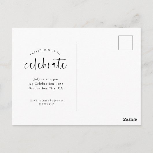 Modern Elegant Calligraphy Fun Afstuderen Briefkaart (Achterkant)