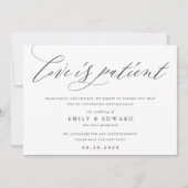 Modern Elegant Calligraphy Love is Patient Wedding Kaart (Voorkant)