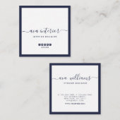 Modern Elegant Calligraphy Midnight Blue Social Vierkante Visitekaartje (Voorkant / Achterkant)