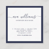 Modern Elegant Calligraphy Midnight Blue Social Vierkante Visitekaartje (Achterkant)