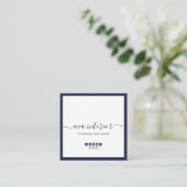Modern Elegant Calligraphy Midnight Blue Social Vierkante Visitekaartje (Staand voorkant)