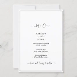 Modern Elegant Calligraphy Monogram Wedding Kaart