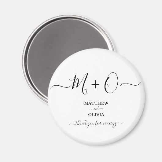 Modern Elegant Calligraphy Monogram Wedding Magneet (Voorkant / Achterkant)