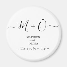 Modern Elegant Calligraphy Monogram Wedding Magneet