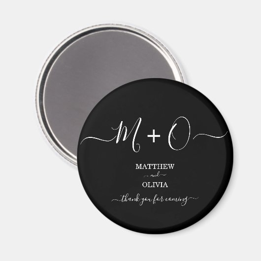 Modern Elegant Calligraphy Monogram Wedding Magneet (Voorkant / Achterkant)
