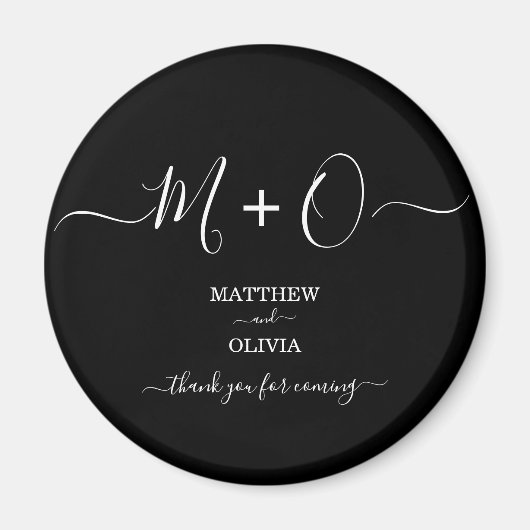 Modern Elegant Calligraphy Monogram Wedding Magneet (Voorkant)