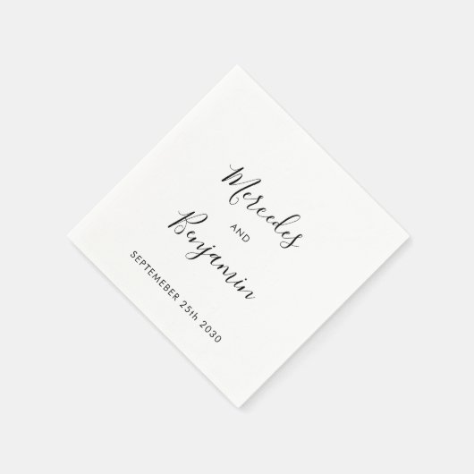 Modern Elegant Calligraphy Personalized Wedding Servet (Hoek)