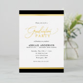 Modern Elegant Calligraphy Photo Afstuderen Gold Folie Uitnodiging (Staand Voorkant)