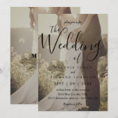 Modern Elegant Calligraphy Photo Overlay Wedding Kaart (Voorkant / Achterkant)