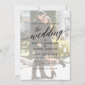 Modern Elegant Calligraphy Photo Overlay Wedding Kaart (Voorkant)