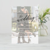 Modern Elegant Calligraphy Photo Overlay Wedding Kaart (Staand voorkant)
