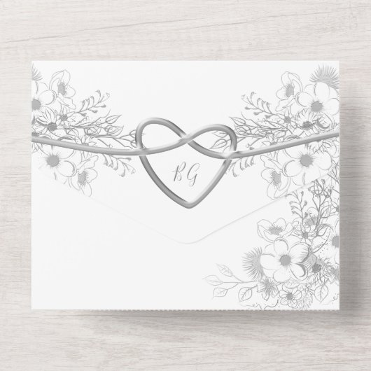 Modern Elegant Calligraphy Photo Wedding All In One Uitnodiging (Achterkant)